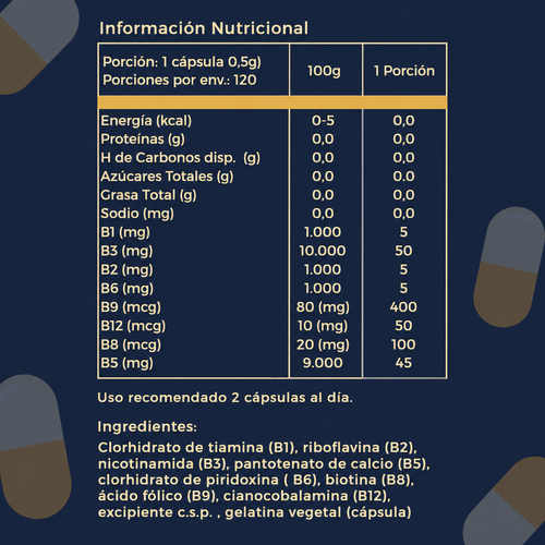 B-Complex Vitaminas del Complejo B 120 cápsulas