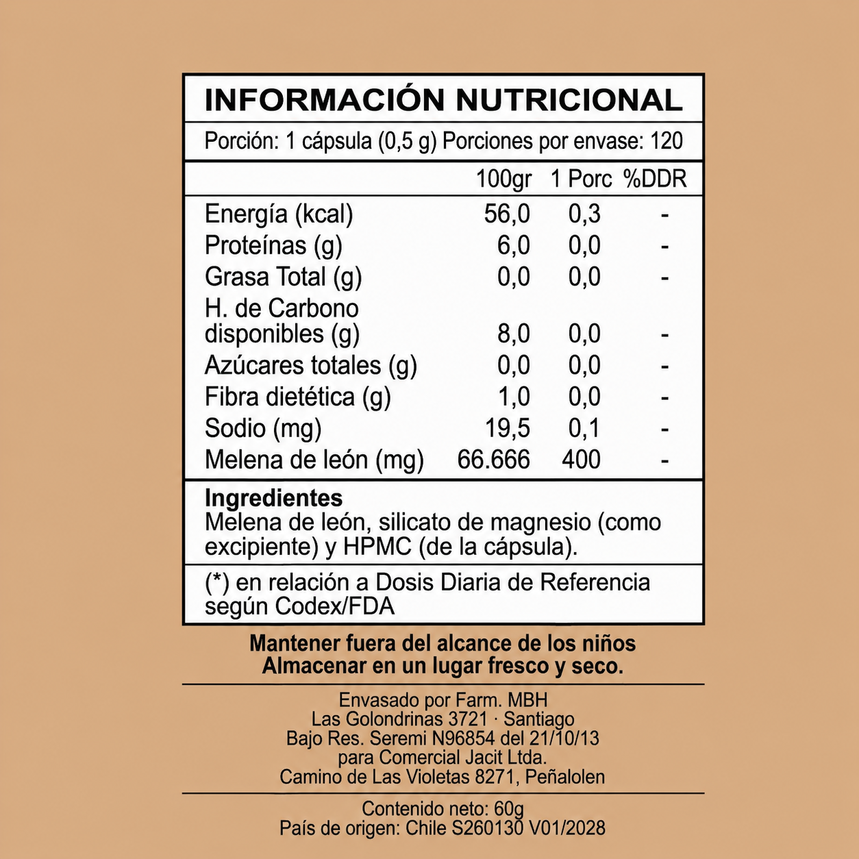 Melena de León 400 mg 120 cápsulas
