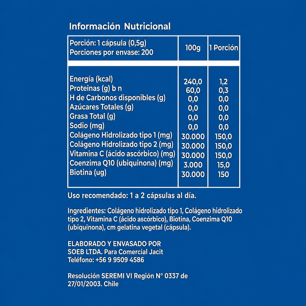 Colágeno Antiage+ Tipo I + II con Vitamina C y Q10 200 cápsulas