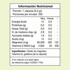 Citrato de Magnesio + Vitamina D3 500 mg 200 cápsulas